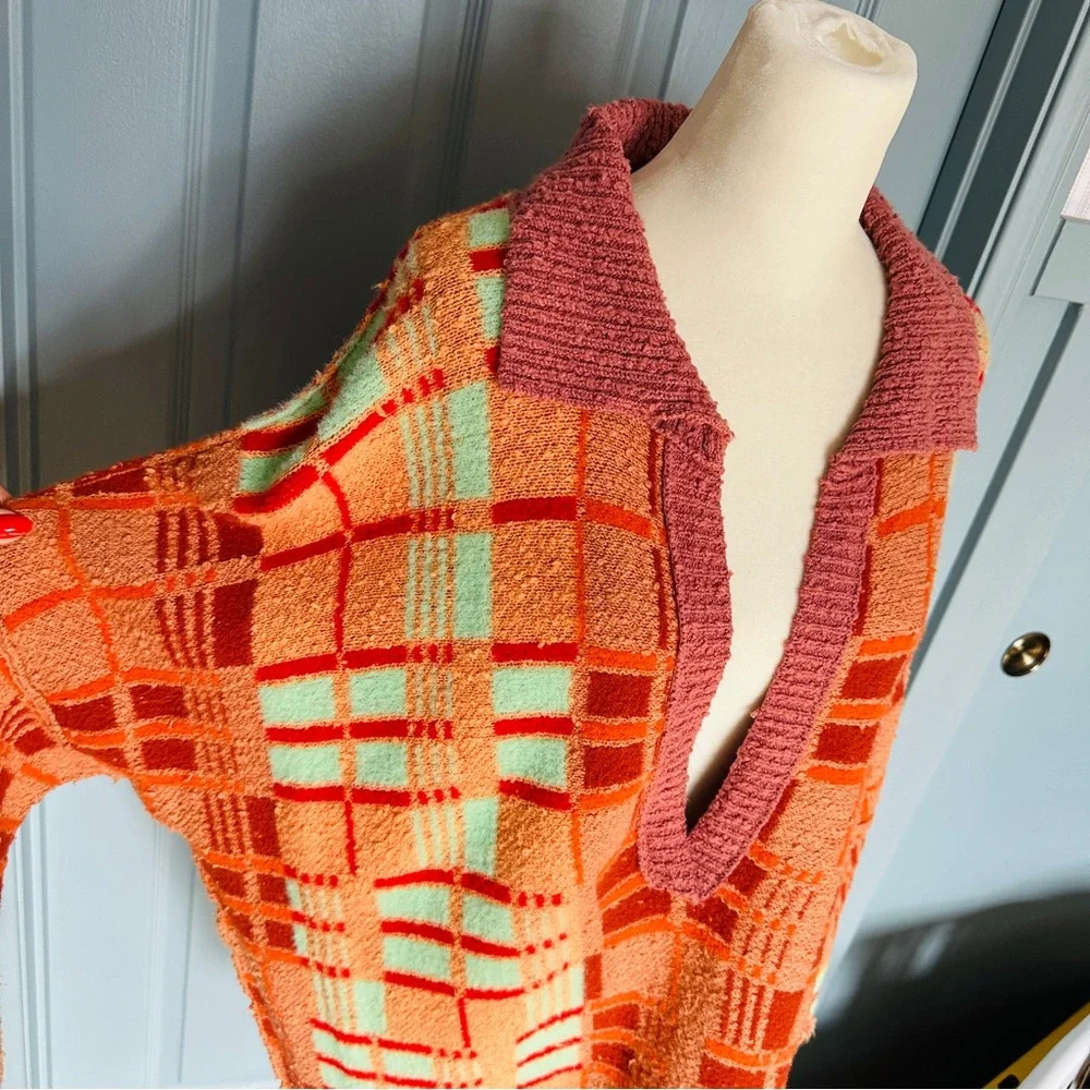 Like New Free People Ruben Oversized Pullover Sweater in Autumn Sunset Combo M - Picture 7 of 16